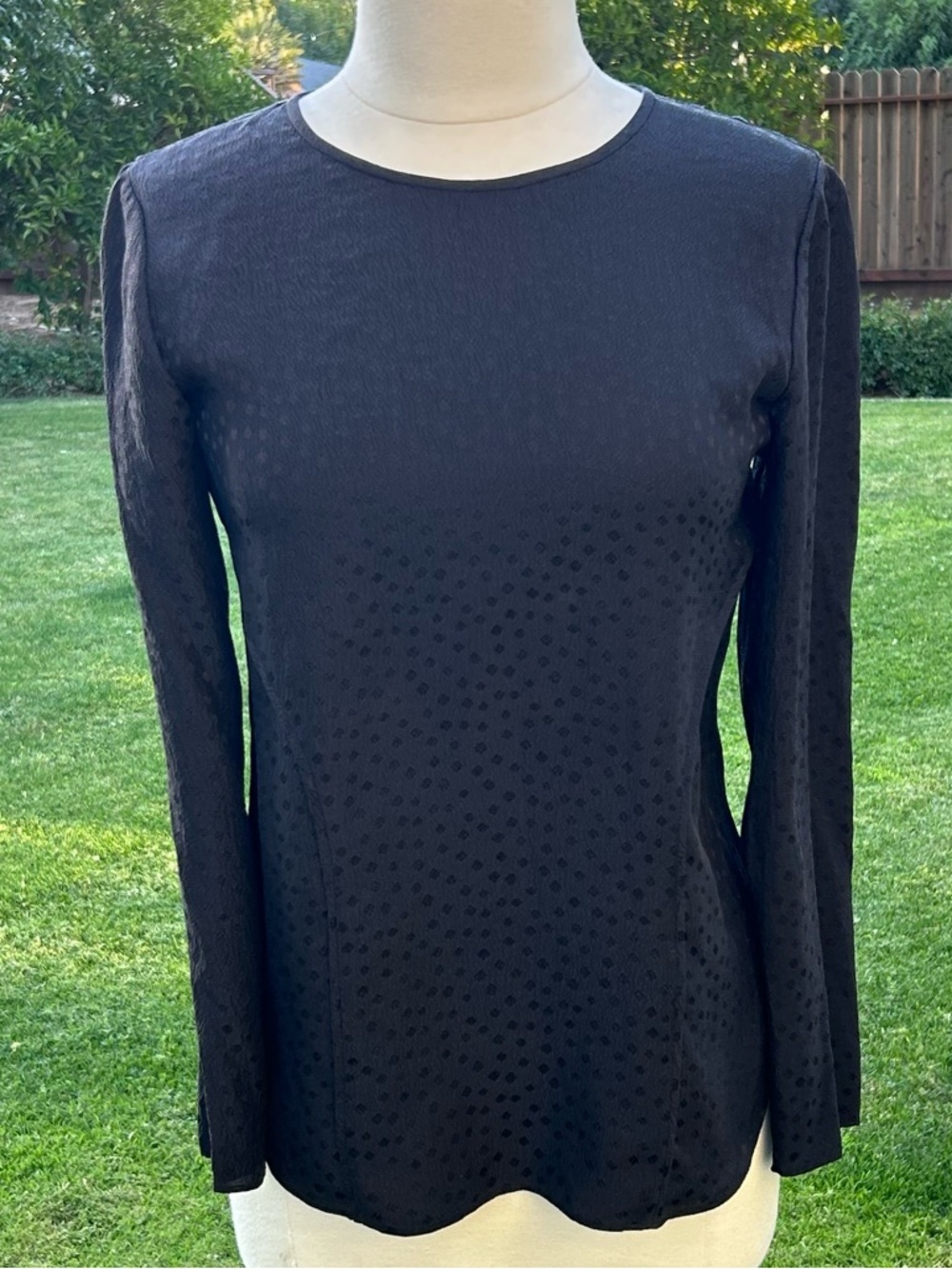 Veronica Beard | Black Silk Swiss Dot Blouse Size 6